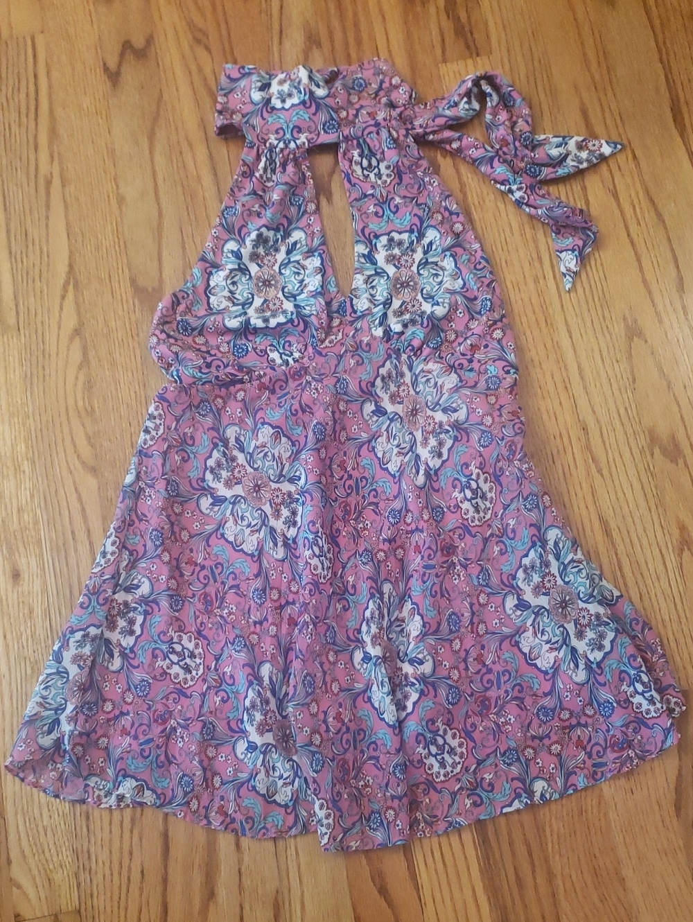 Bisou Bisou Pink Floral Halter Tank Top Size: S